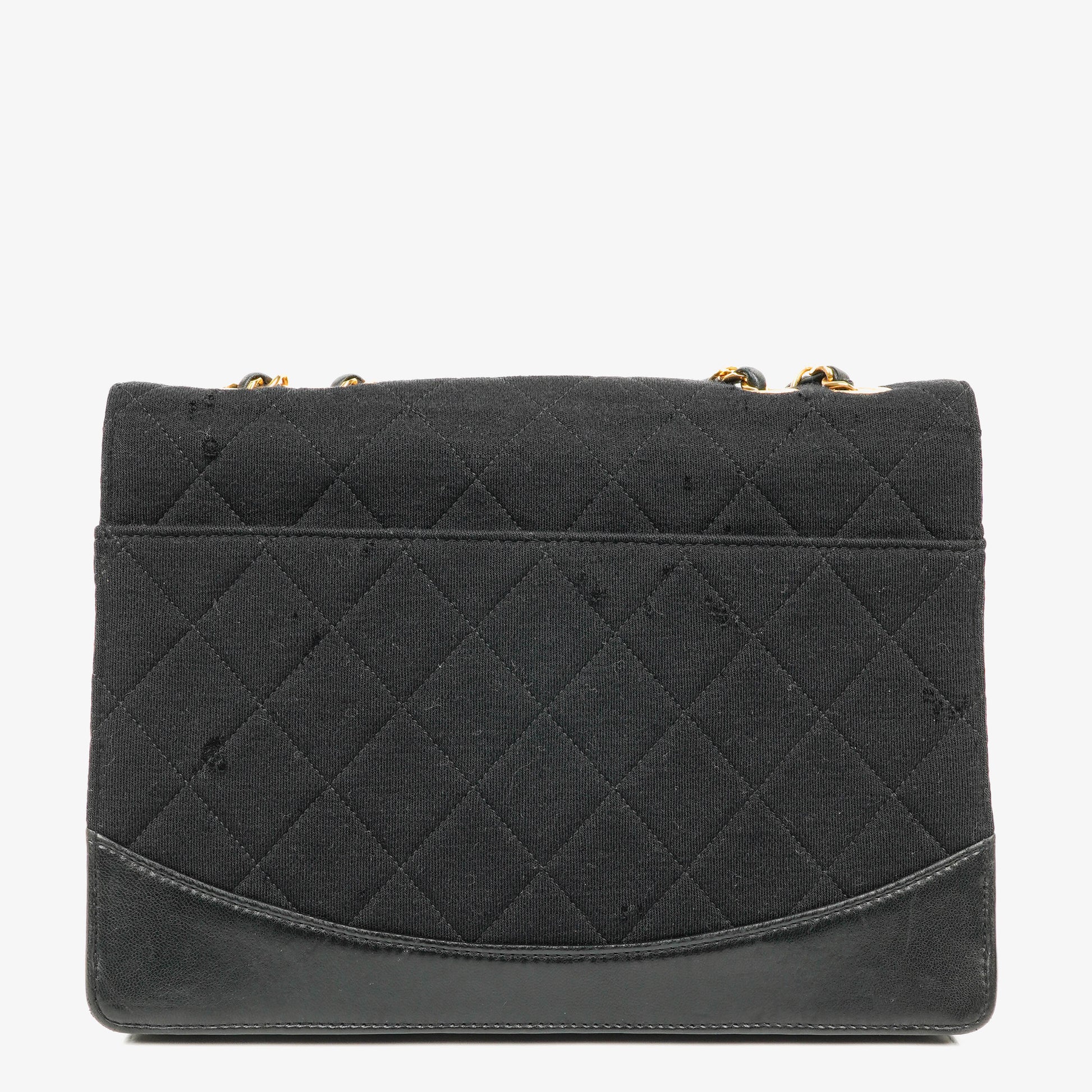 Chanel Classic Single Flap Tasche aus schwarzem Jersey und Leder, 1989-1991