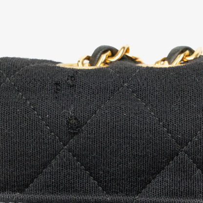 Chanel Classic Single Flap Tasche aus schwarzem Jersey und Leder, 1989-1991