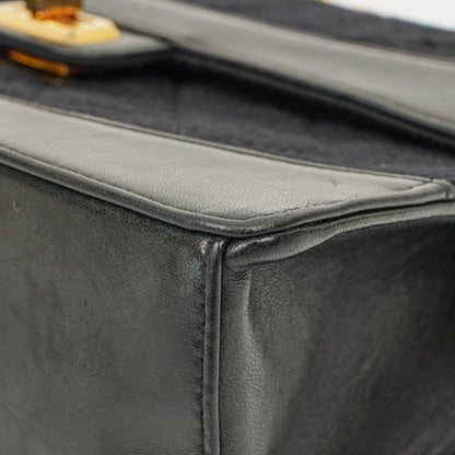 Chanel Classic Single Flap Tasche aus schwarzem Jersey und Leder, 1989-1991