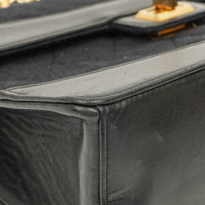 Chanel Classic Single Flap Tasche aus schwarzem Jersey und Leder, 1989-1991