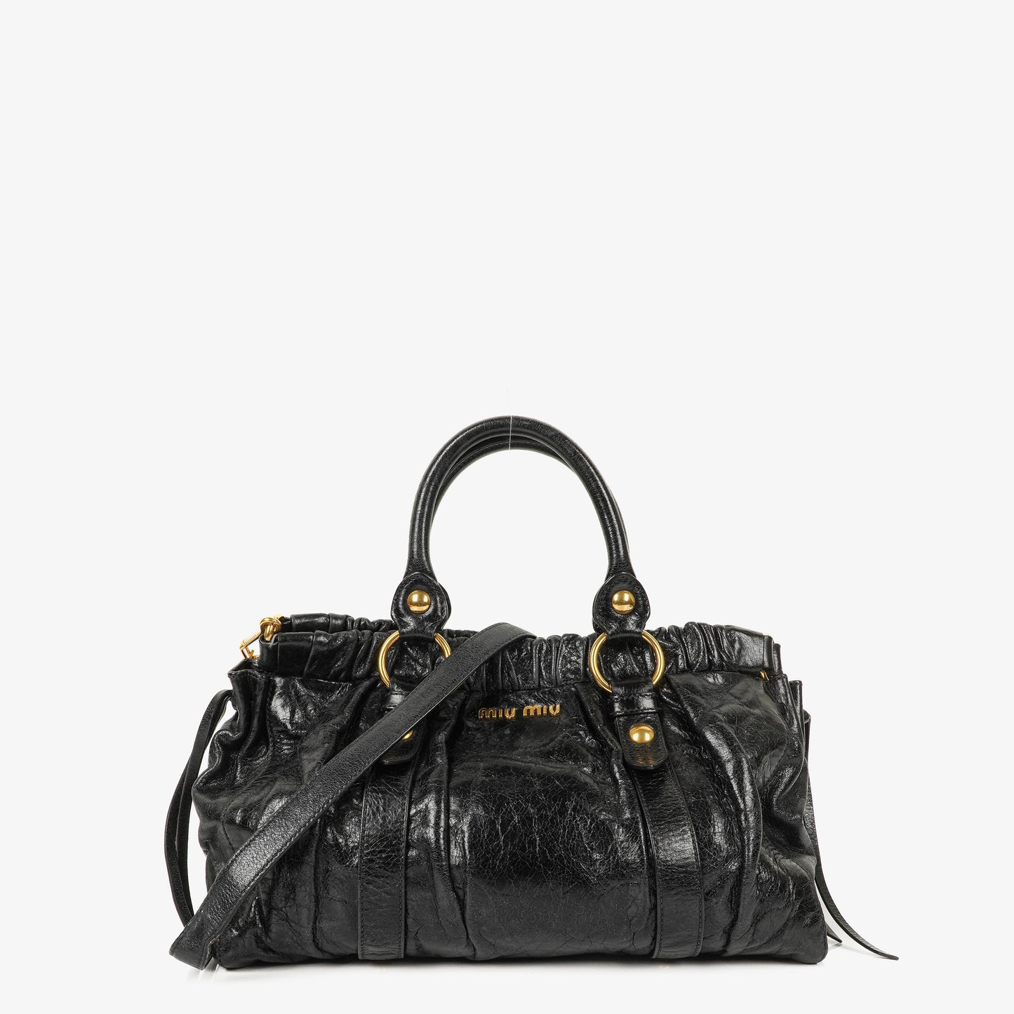 Miu Miu Vitello Satchel Tasche in Schwarz