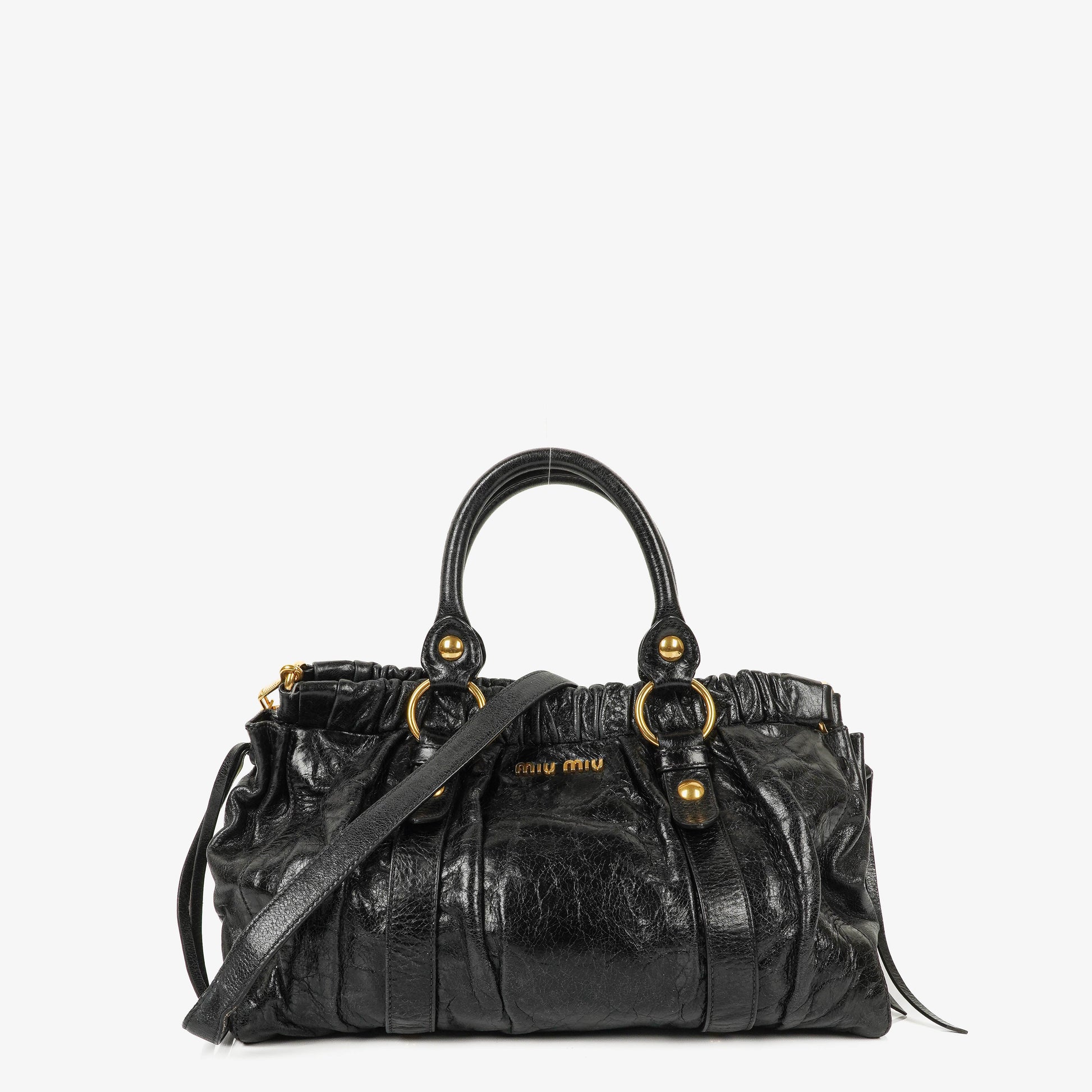Miu Miu Vitello Satchel Tasche in Schwarz
