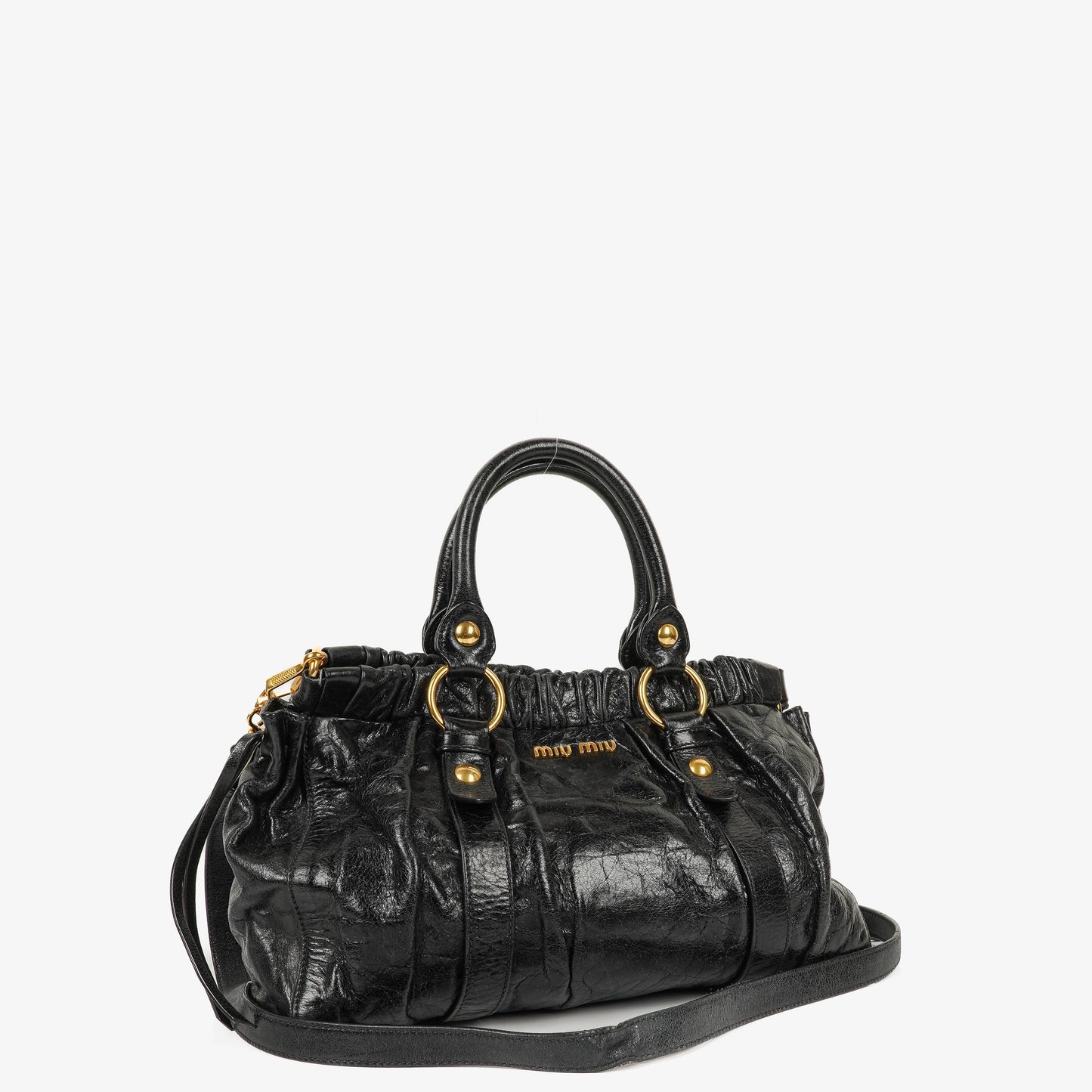 Miu Miu Vitello Satchel Tasche in Schwarz
