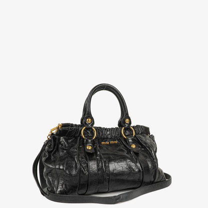 Miu Miu Vitello Satchel Tasche in Schwarz