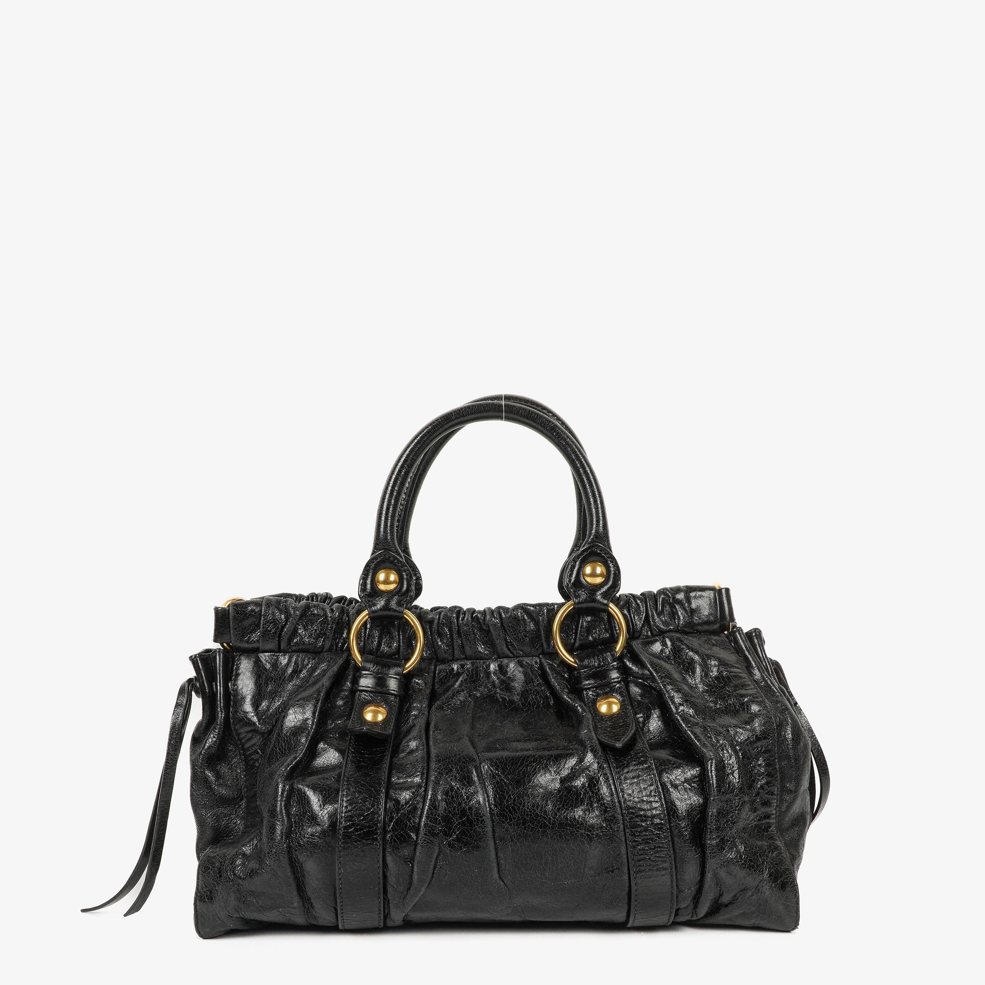 Miu Miu Vitello Satchel Tasche in Schwarz