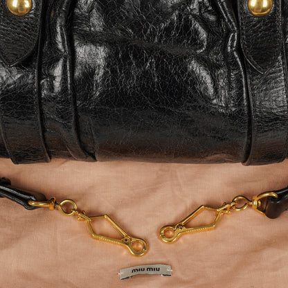 Miu Miu Vitello Satchel Tasche in Schwarz