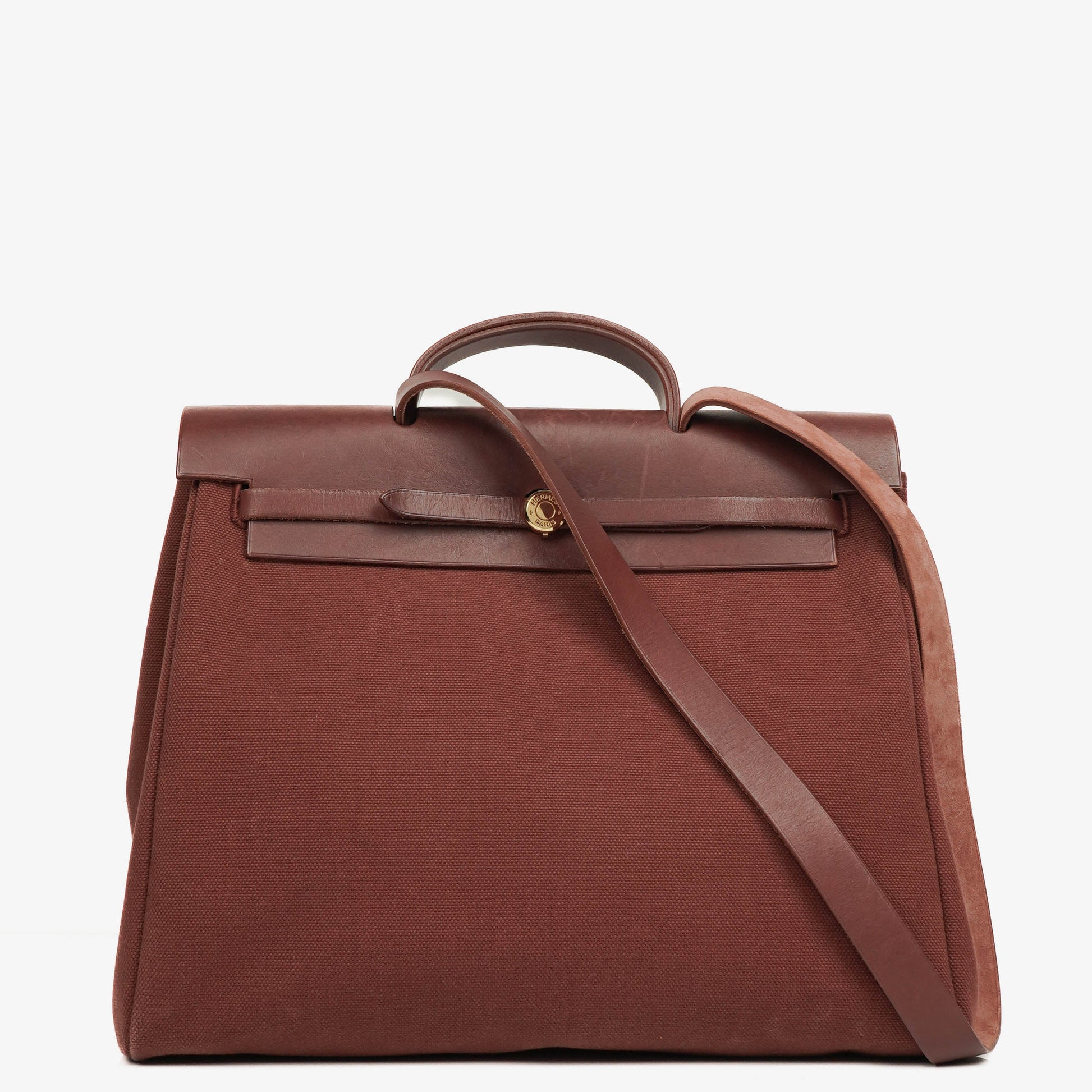 Hermès Herbag Toile Vache Hunter Havane MM 2-in-1 Tasche