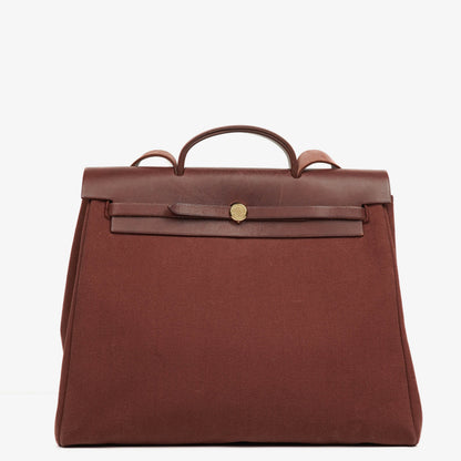 Hermès Herbag Toile Vache Hunter Havane MM 2-in-1 Tasche