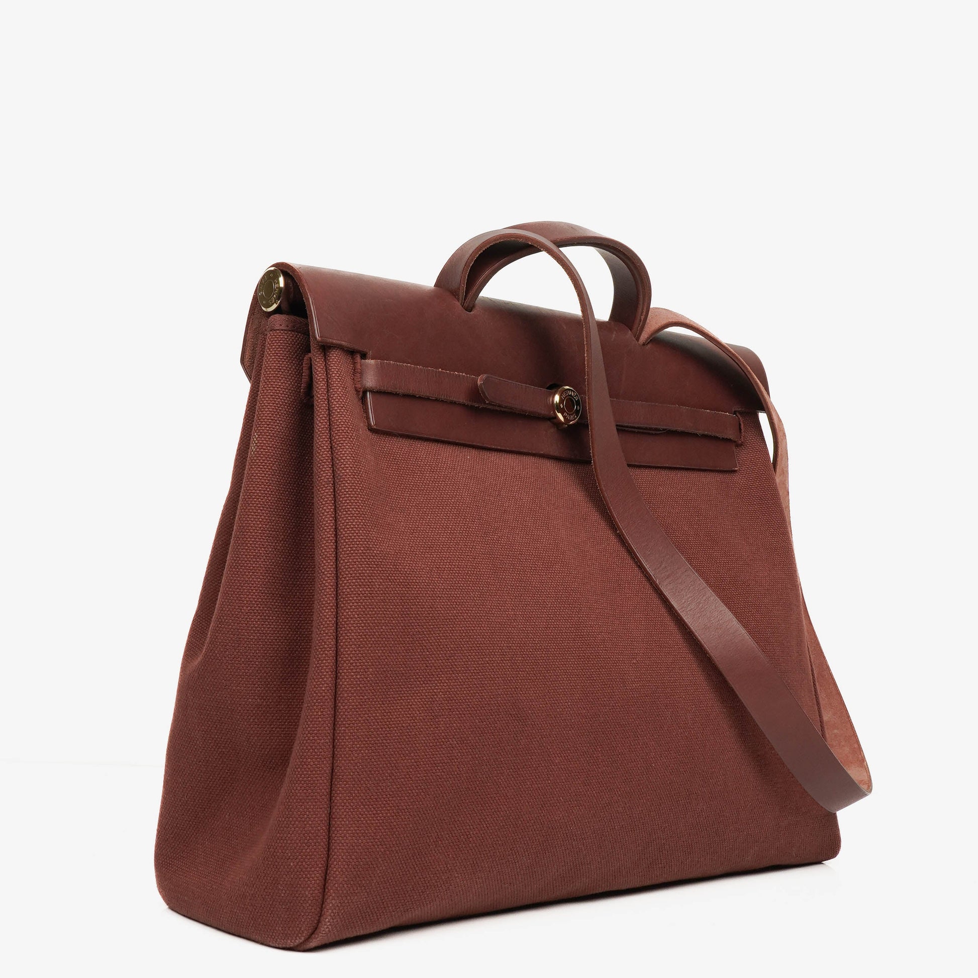 Hermès Herbag Toile Vache Hunter Havane MM 2-in-1 Tasche
