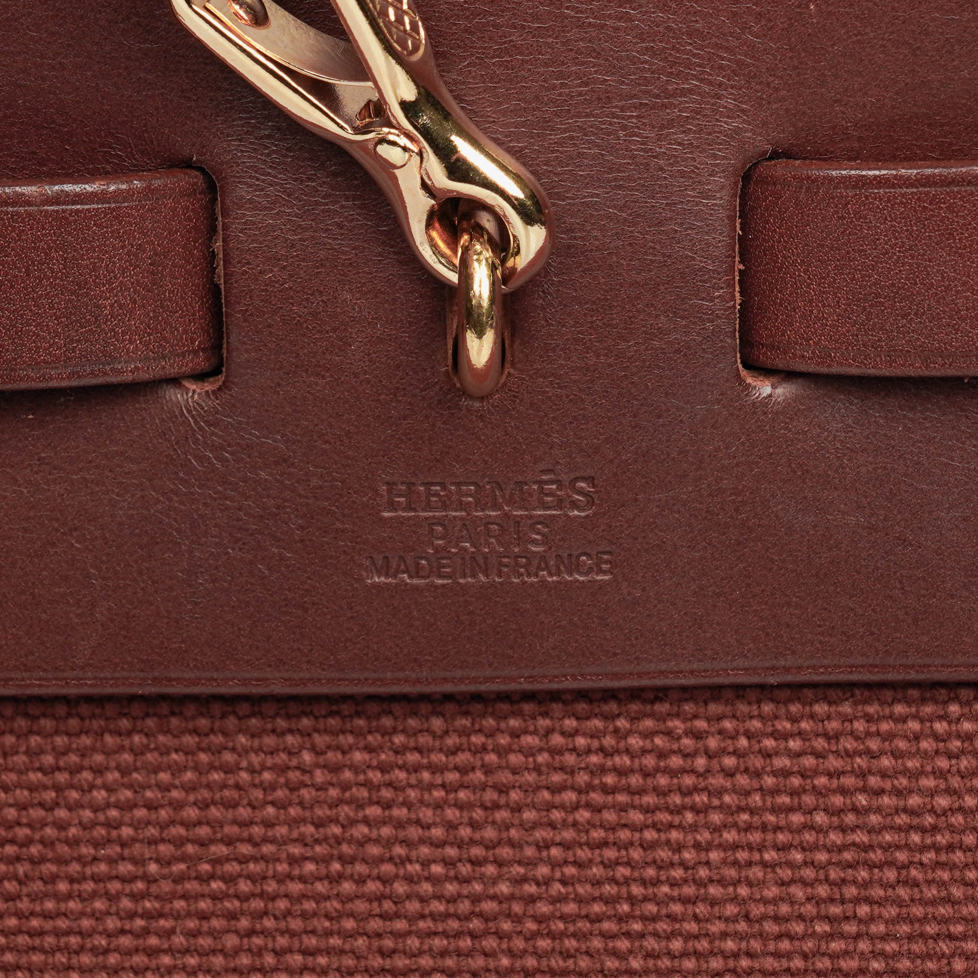 Hermès Herbag Toile Vache Hunter Havane MM 2-in-1 Tasche