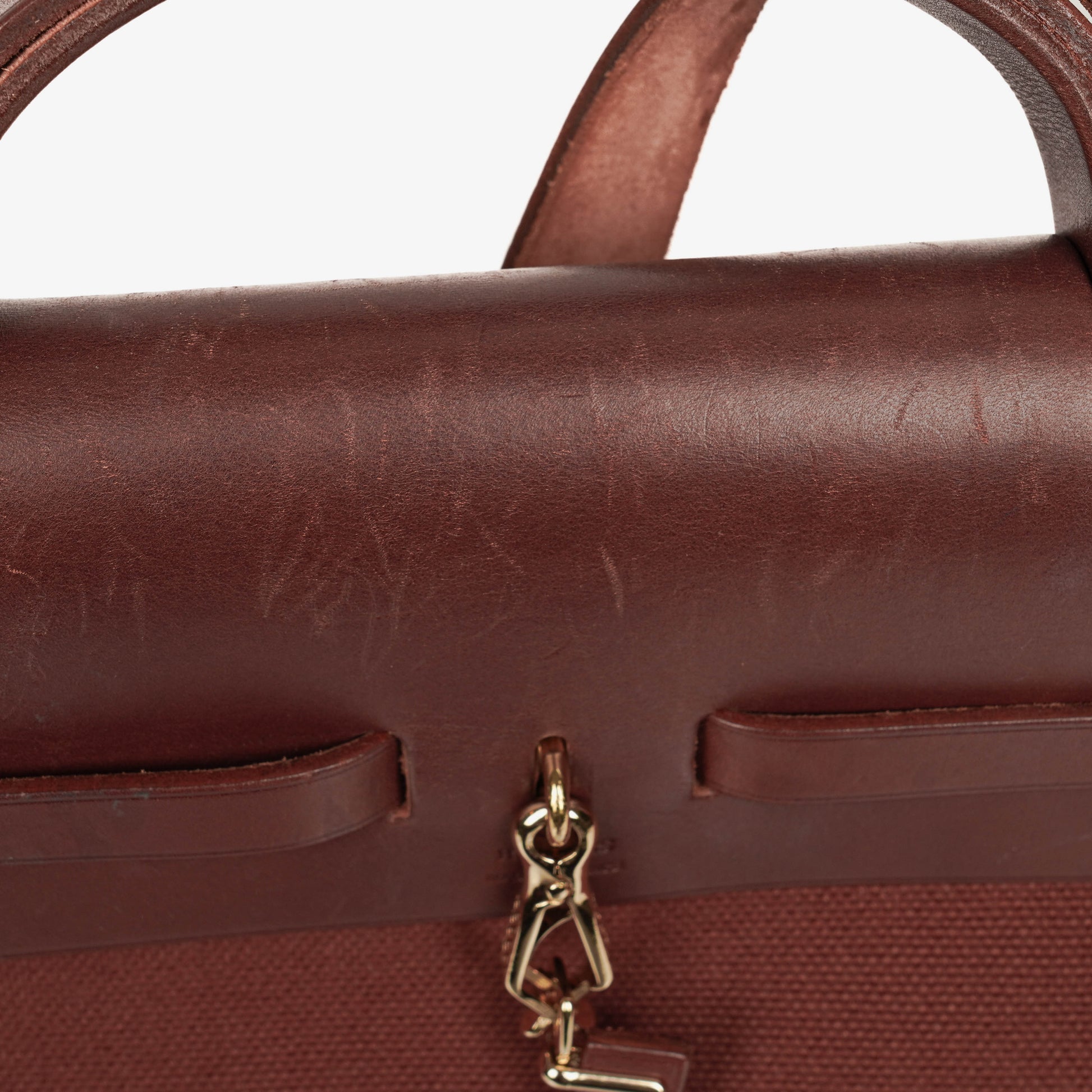 Hermès Herbag Toile Vache Hunter Havane MM 2-in-1 Tasche
