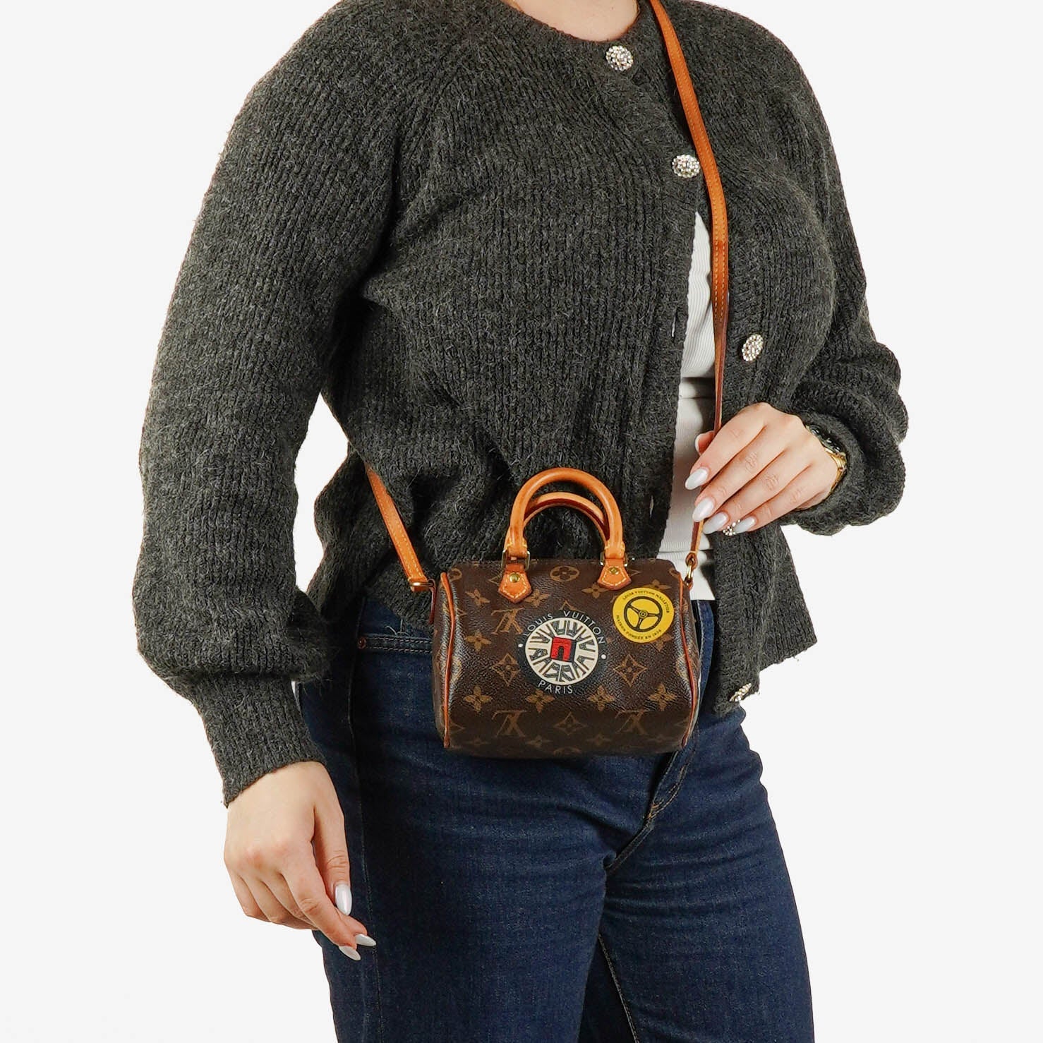 Louis Vuitton Nano Speedy Bandouliere Limited Edition World Tour Monogram Canvas Tasche