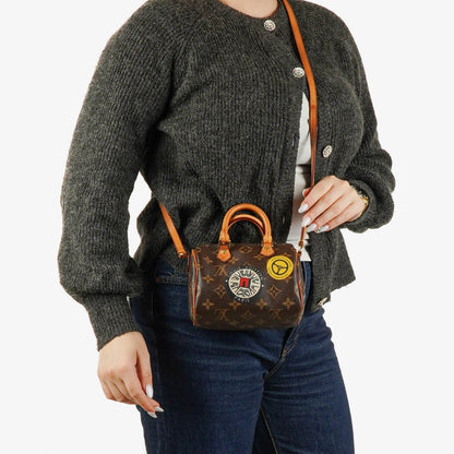 Louis Vuitton Nano Speedy Bandouliere Limited Edition World Tour Monogram Canvas Tasche