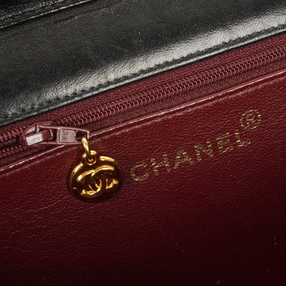 Chanel Medium Classic Single Flap Tasche aus schwarzem gestepptem Lammleder mit 24K vergoldeter Hardware
