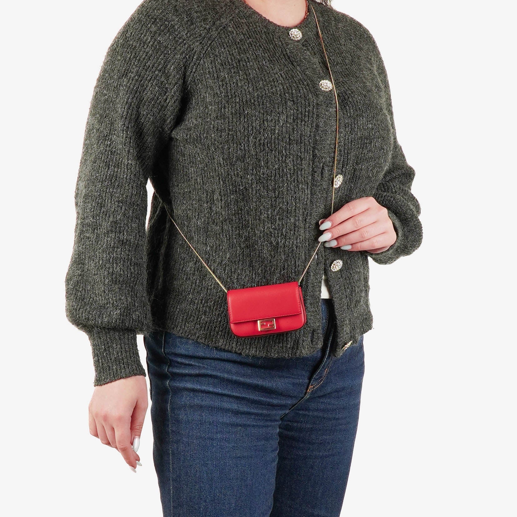 Fendi Vitello Century Opaco Nano Baguette Gürtel-Charm