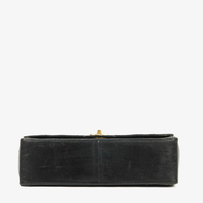 Chanel Vintage Medium Timeless Classic Double Flap Tasche aus schwarzem gestepptem Lammleder mit 24K vergoldeter Hardware und Mademoiselle-Kette