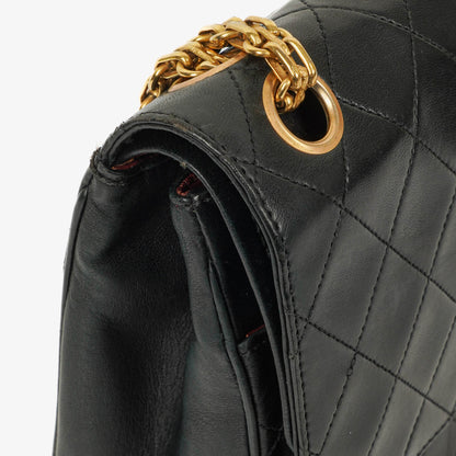 Chanel Vintage Medium Timeless Classic Double Flap Tasche aus schwarzem gestepptem Lammleder mit 24K vergoldeter Hardware und Mademoiselle-Kette