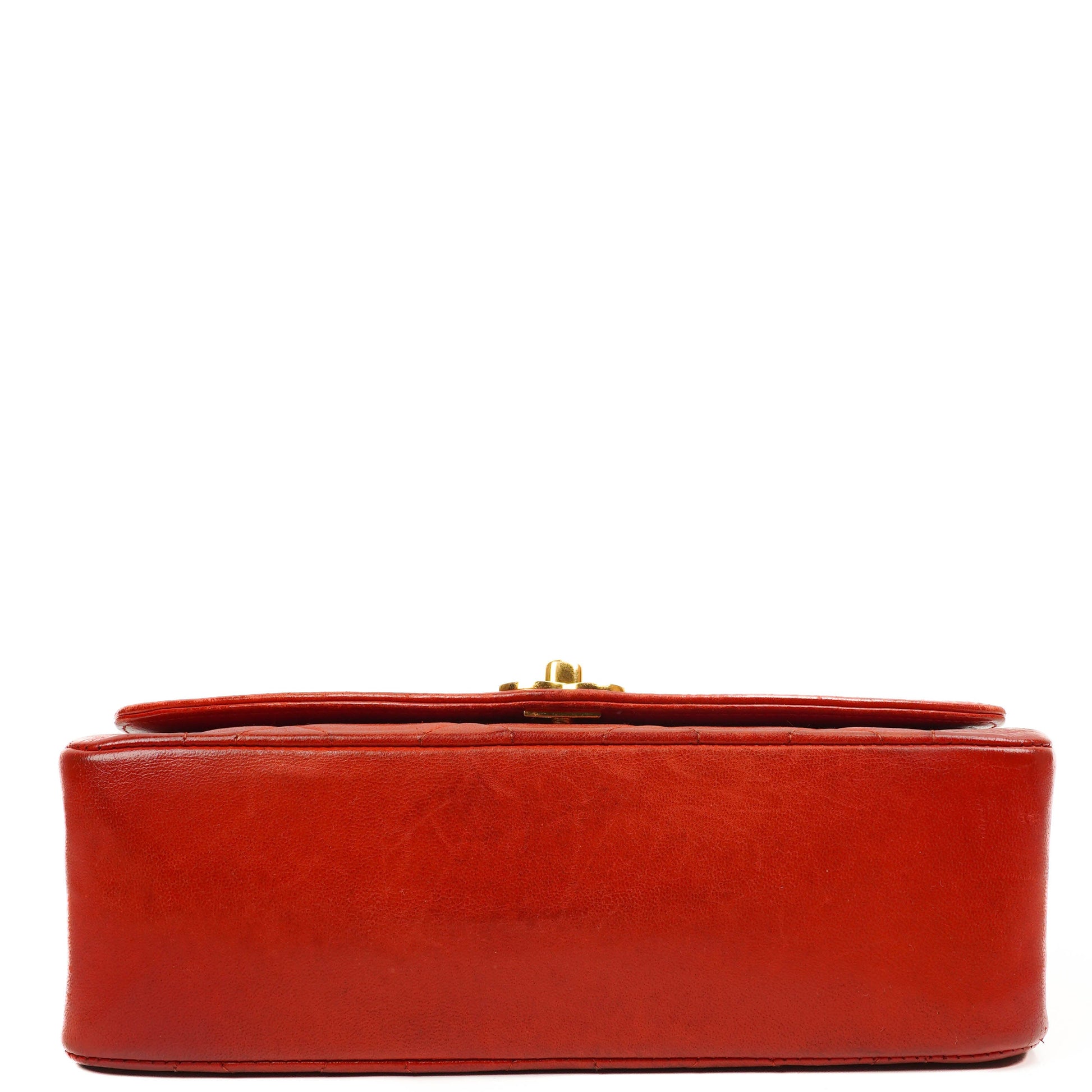 Chanel Vintage Small Diana Flap Tasche aus rotem gestepptem Leder mit 24K vergoldeten Beschlägen