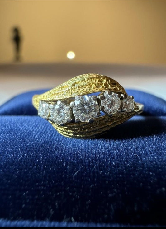 Vintage 750er Goldring mit Diamanten