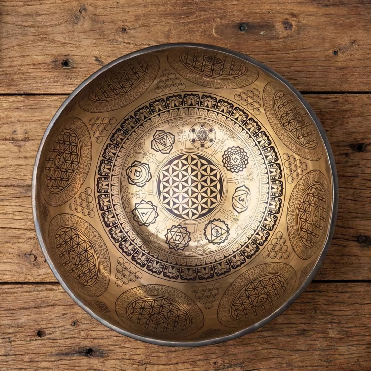 Bronze Klangschale „Blume des Lebens“ Ø 22-24cm