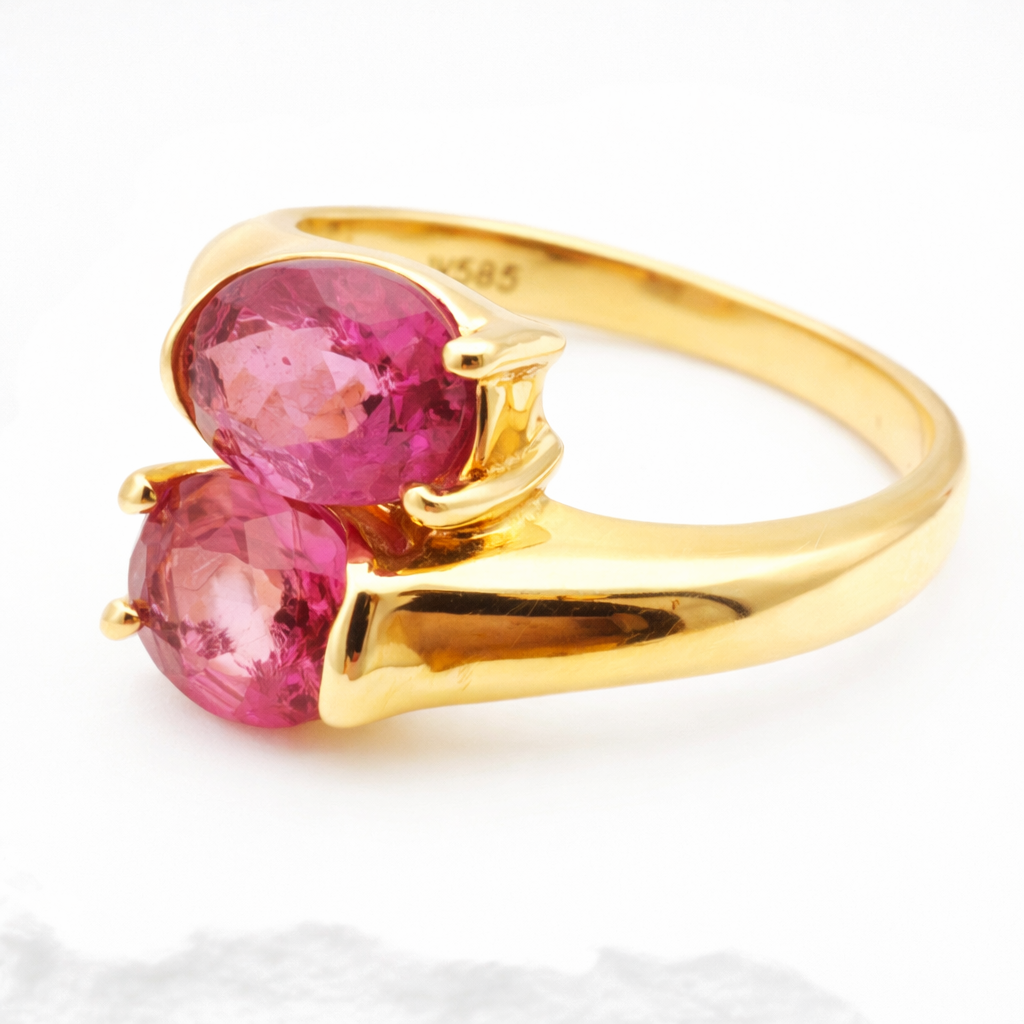 Vintage 14 Karat Goldring mit Pink Turmalin