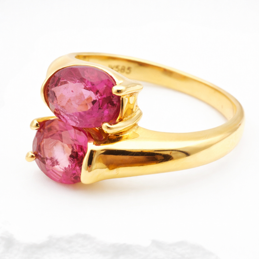 Vintage 14 Karat Goldring mit Pink Turmalin