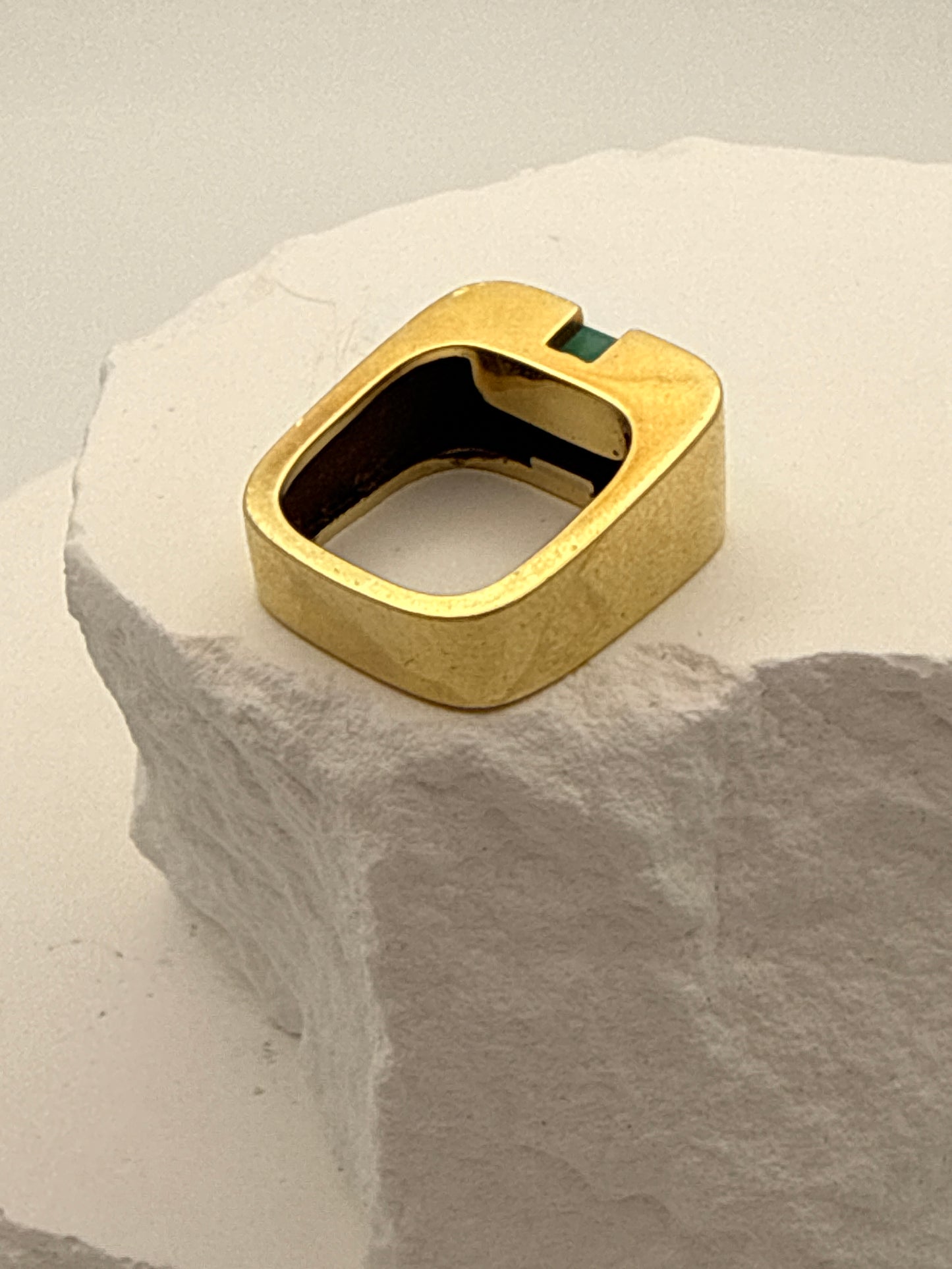 Designer Ring 14K Gold Chrysoprase Diamonds