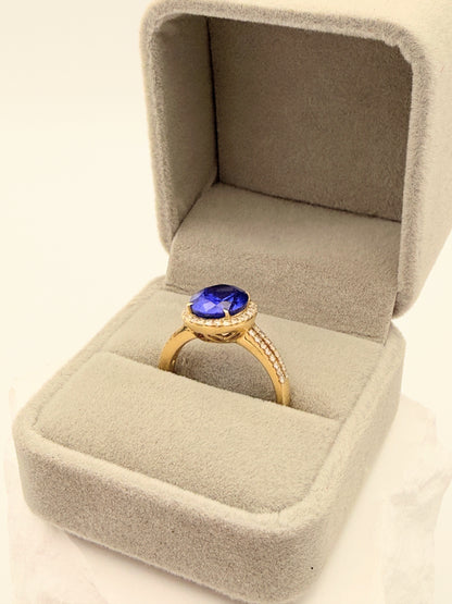 Traumhafter 18K Goldring mit tiefblauem Saphir & Brillanten – Zeitlose Eleganz