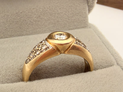 Exklusiver 585 Goldring mit strahlenden Brillanten – Zeitloses Vintage Juwel