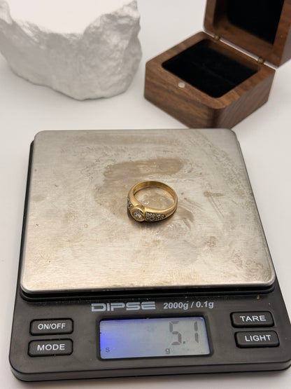 Exklusiver 585 Goldring mit strahlenden Brillanten – Zeitloses Vintage Juwel