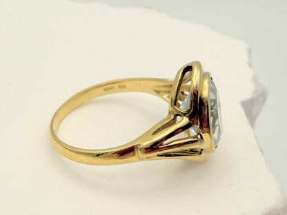 Eisblauer Traum: Vintage Cocktailring 585 Gold mit strahlendem Aquamarin (Gr. 56)