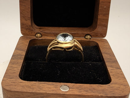 Eisblauer Traum: Vintage Cocktailring 585 Gold mit strahlendem Aquamarin (Gr. 56)