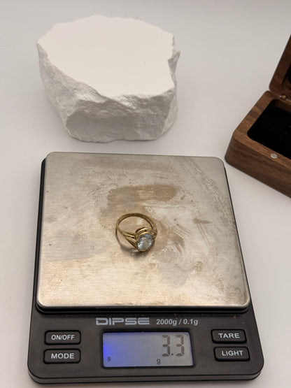 Eisblauer Traum: Vintage Cocktailring 585 Gold mit strahlendem Aquamarin (Gr. 56)