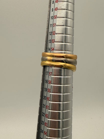 Massiver 18 Karat Gold Ring mit Diamanten • 750 Tricolor Statement Ring