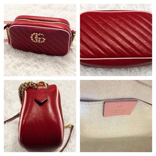Gucci Marmont Crossbody Umhängetasche Leder Rot – Limited Edition