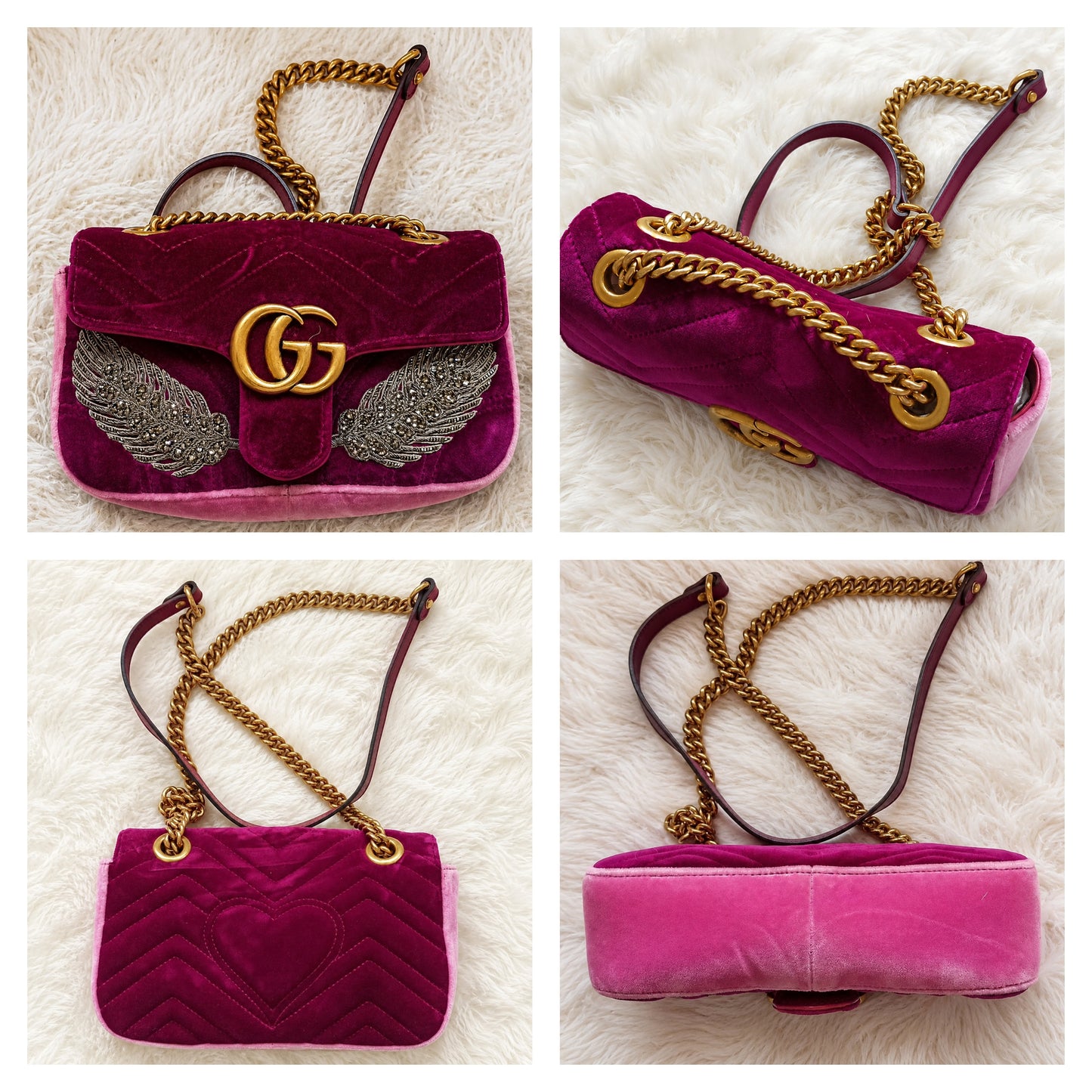Gucci Marmont Flap Limited Swarovski Crystal Edition - Violetter Samt Luxus