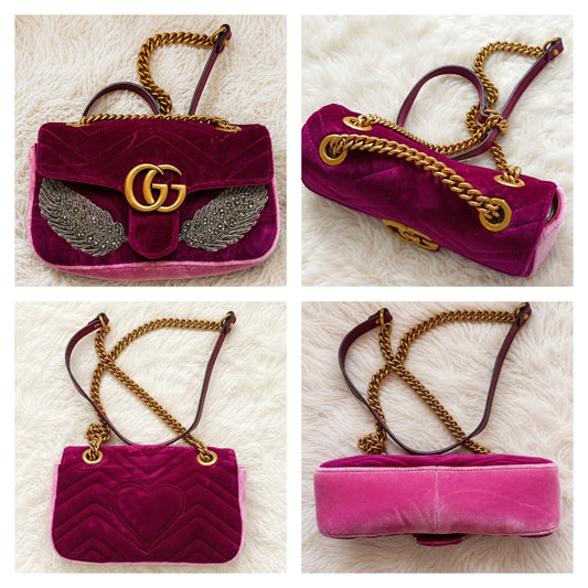 Gucci Marmont Flap Limited Swarovski Crystal Edition - Violetter Samt Luxus