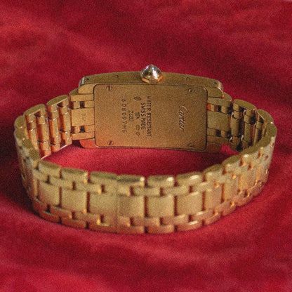 Cartier Tank Américaine 18K Gold Damenuhr mit 99 Diamanten | Elegante Vintage Luxusuhr 750er Gold | Saphirglas Quarzwerk Goldarmband