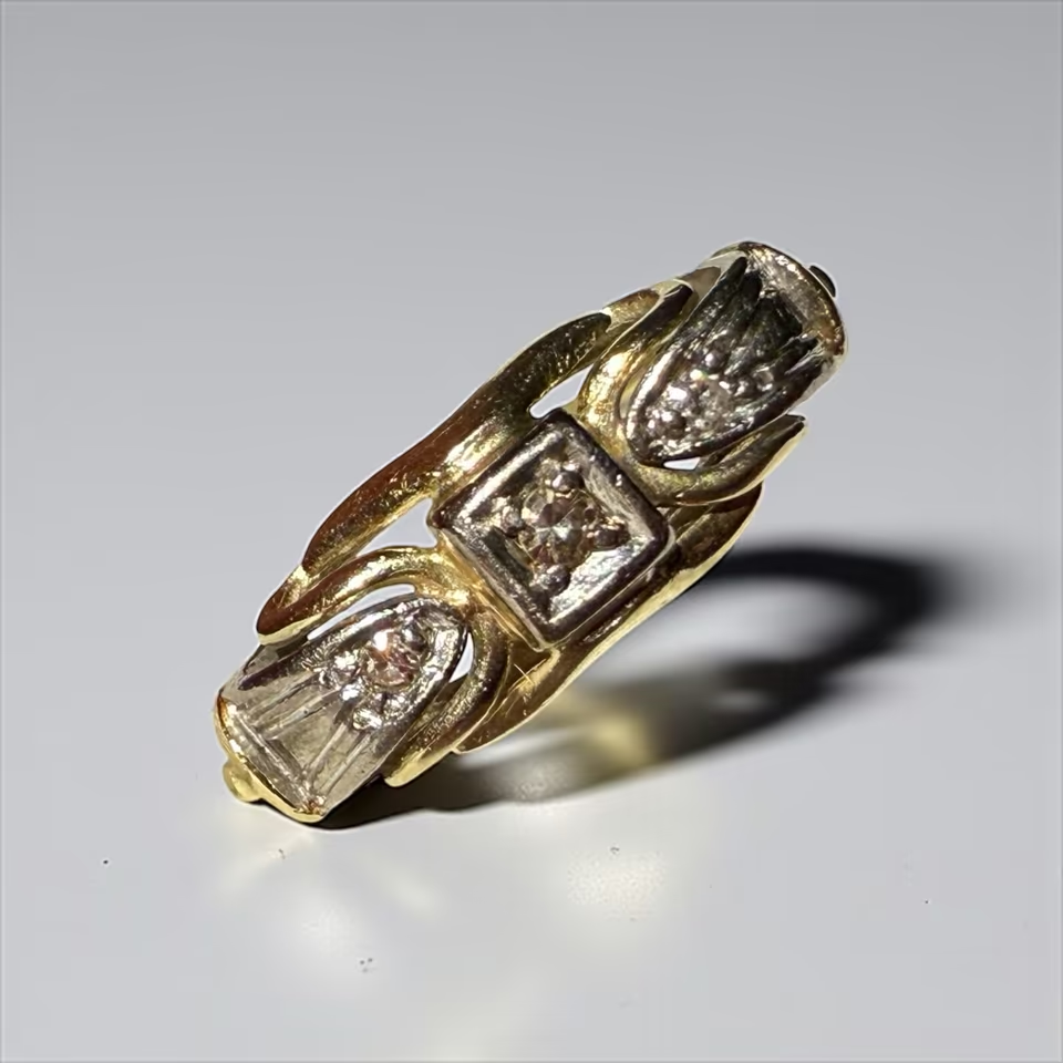 585er Goldring mit Diamanten – Vintage Schmuckstück