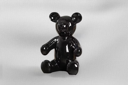 XXL Bär Figur Schwarz 45 cm Kunstharz Deko Statue Modern