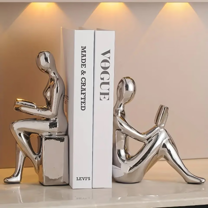 Modern minimalism: bookends in an elegant silver look