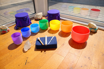 Premium 7er Chakra Kristallklangschalen Set