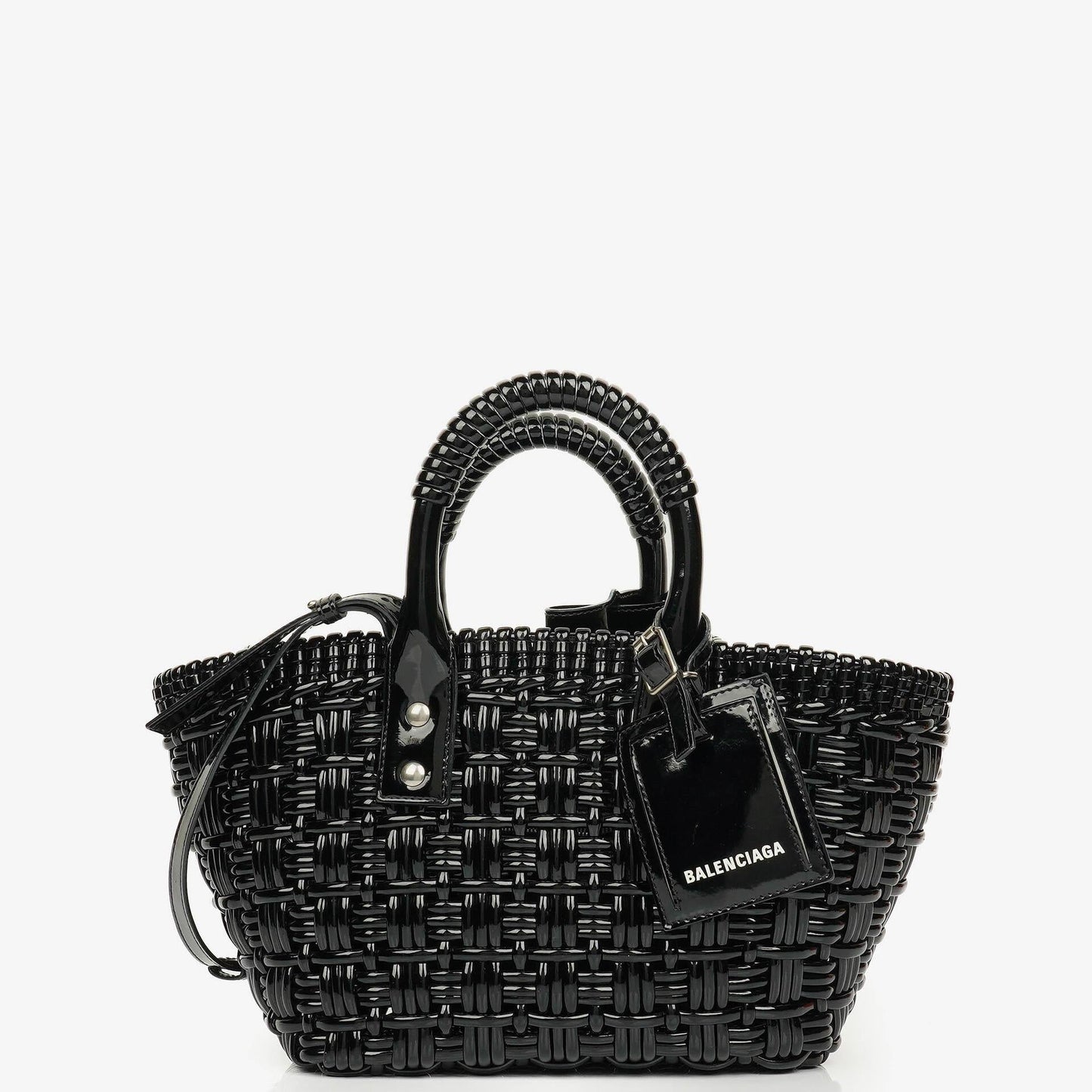 Balenciaga XS Bistro Korbtasche schwarz geflochten und lackiert