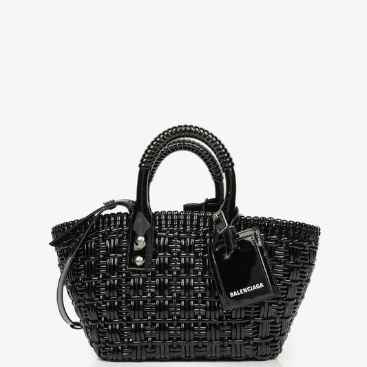 Balenciaga XS Bistro Korbtasche schwarz geflochten und lackiert
