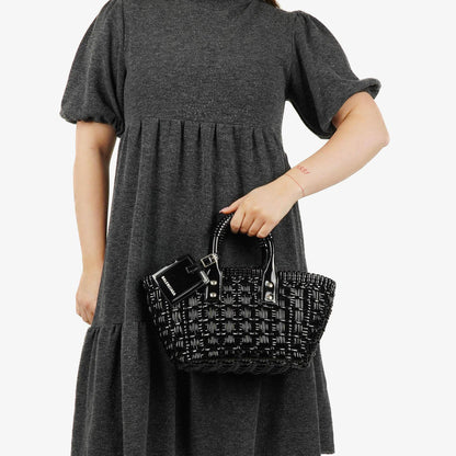 Balenciaga XS Bistro Korbtasche schwarz geflochten und lackiert