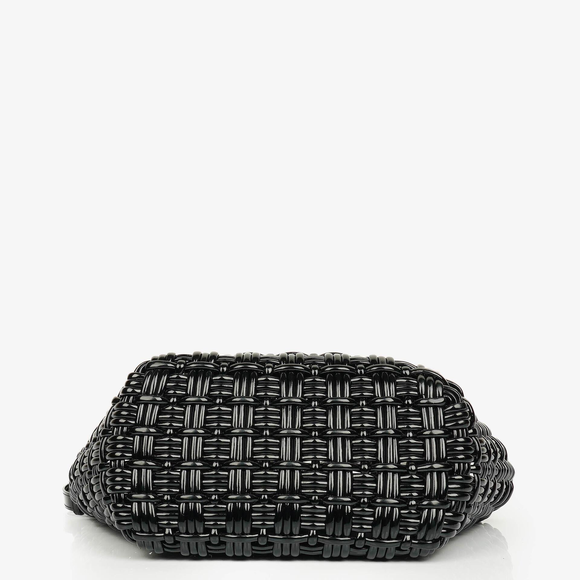 Balenciaga XS Bistro Korbtasche schwarz geflochten und lackiert