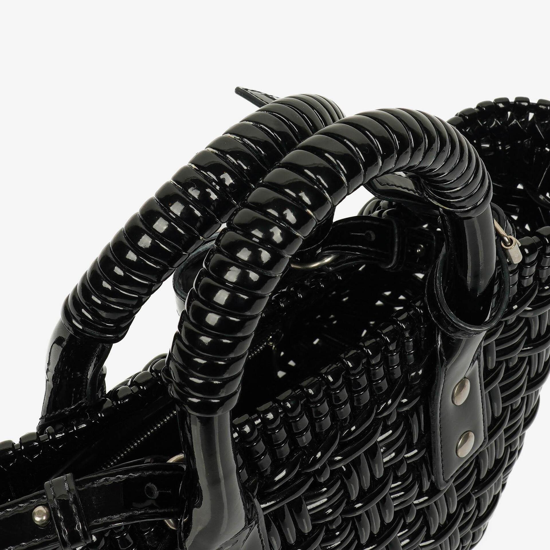 Balenciaga XS Bistro Korbtasche schwarz geflochten und lackiert