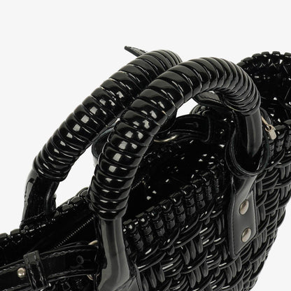 Balenciaga XS Bistro Korbtasche schwarz geflochten und lackiert
