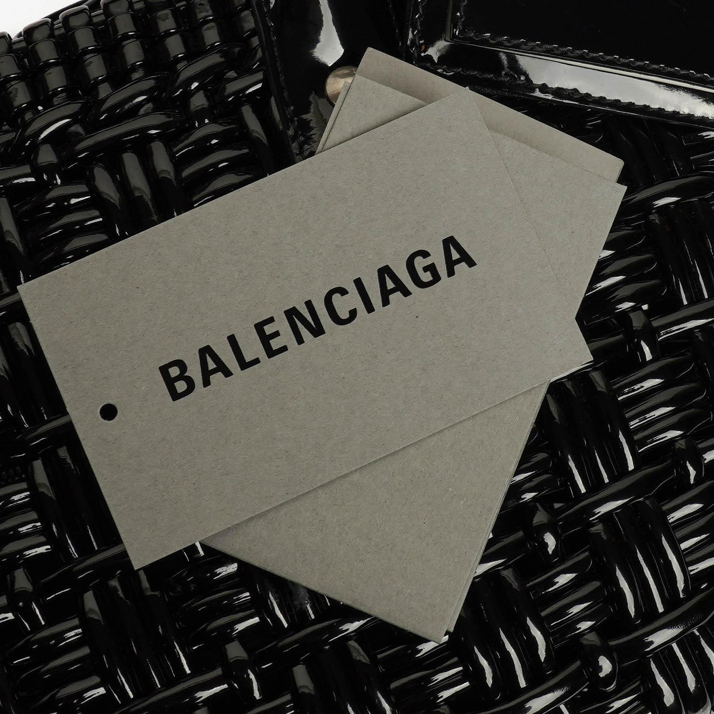 Balenciaga XS Bistro Korbtasche schwarz geflochten und lackiert