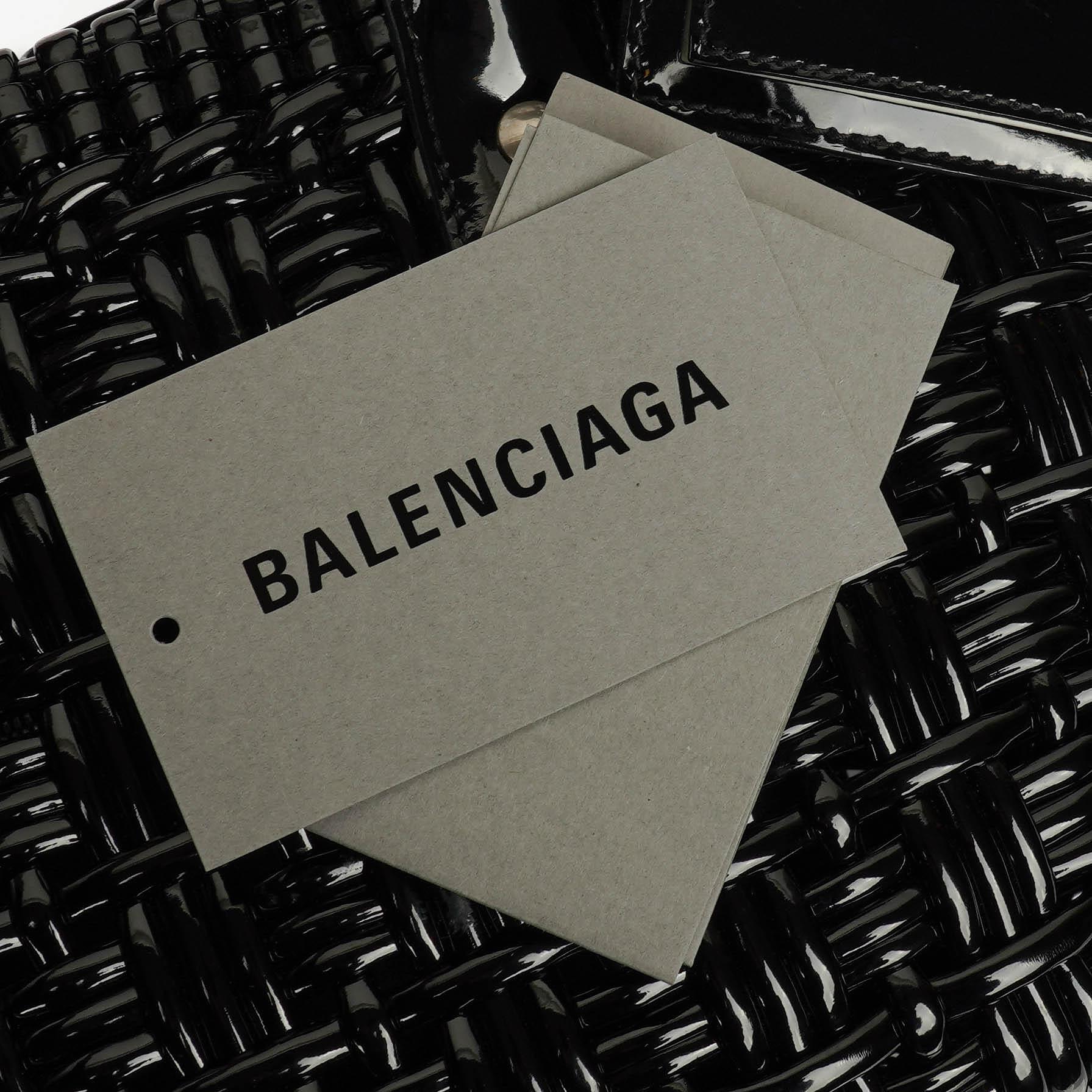 Balenciaga XS Bistro Korbtasche schwarz geflochten und lackiert